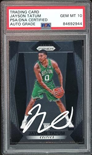 2017 Panini Prizm 16 Jayson Tatum RC בכרטיס דיו לבן PSA/DNA Auto Gem Mint 10 - כרטיסי כדורסל לא חתומים