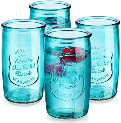 כוסות הזכוכית של גלאבר כוסות שתייה פרימיום סט של 4 סגנון איטלקי-אלגנטית איטלקית מתוצרת אומנים מקוריים-סגנון