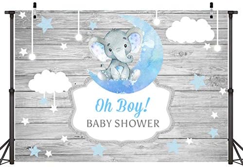 סנספון ילד פיל תינוק מקלחת רקע כפרי עץ נצנץ נצנץ כוכב קטן מין לחשוף צילום רקע כחול ירח פיל יילוד קישוטי