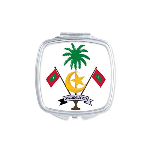 האיים המלדיביים אסיה לאומי סמל מראה נייד קומפקטי כיס איפור כפול צדדי זכוכית