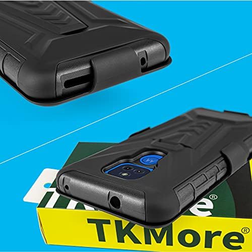 מארז קליפ חגורה של Tkmore עבור Motorola Moto G Play כיסוי טלפון סלולרי עם מחזיק קיקסטנד נרתיק אנטי-נרוק