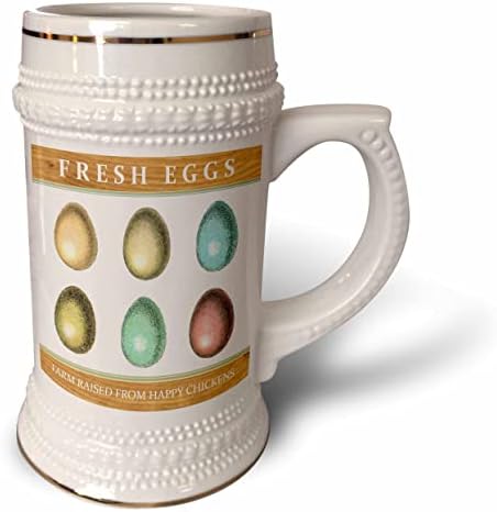 חווה של ביצים טריות 3 אתר שגדלה מתרנגולות שמחות - ביצת עוף. - 22oz שטיין ספל