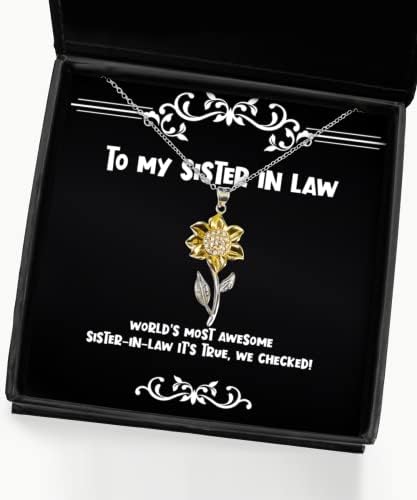 אחות שימושית מתנות למשפט, גיסתה המדהימה ביותר בעולם זה נכון,!, שרשרת תליון חמניות מעוררת השראה לאחות