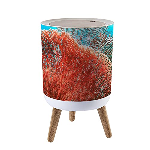 קטן אשפה יכול עם מכסה אדום עץ אלמוגים 7 ליטר עגול אשפה יכול גמישות עיתונות כיסוי מכסה פח למטבח אמבטיה