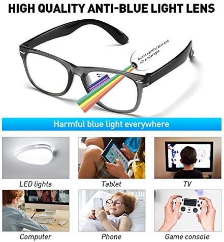 ילדים כחול אור חסימת משקפיים בנות בני 2 חבילה, מחשב וידאו משחקי משקפיים לילדים בנות בני גיל 3-10, אנטי