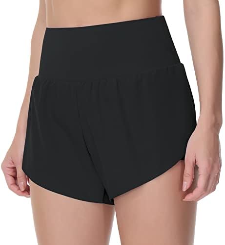 מכנסיים קצרים של המותניים הגבוהים לנשים מכנסיים קצרים באימון יבש חריץ יבש עם מכנסיים קצרים עם רוכסן