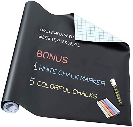 נייר לוח-לוח ויניל נייר נשלף עלון קיר מדבקה, משלוח: 1 לבן גיר מרקר עט + 5 צבעוני גירים-17.3 ואיקס