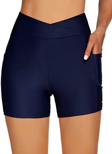 מכנסי שחייה של טורניזול לנשים קצרי ים בגד ים מותניים גבוהים תחתונים מוזין חוצה המותניים בגד ים