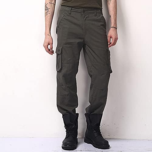 מכנסי סוודים מזדמנים של גברים רופפים ישר מכנסיים בצבע אחיד מכנסיים מרובי כיס מכנסיים מזיכרון קטיף קצף