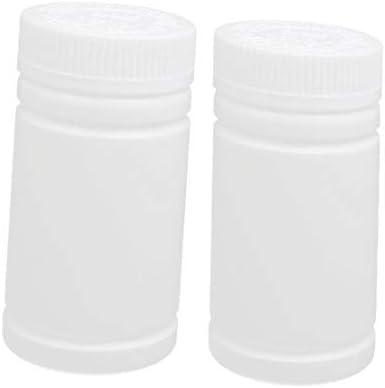X-DREE 2 PCS 150 מל פלסטיק לבן פה רחב רחב עגול אבקת מוצק צנצנת אחסון בקבוקים (2 יחידות 150 מל פלסטיק לבן רחב