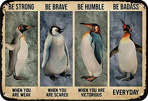 פינגווינים היו חזקים כשאתה חלש חידוש מצחיק שלט מתכת עיצוב קיר רטרו ללימודים ברים ברים גן מסעדות