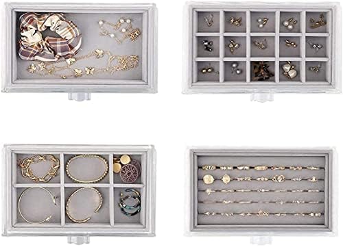 4 מגירות קופסאות תכשיטים אקריליות טבעת קופסאות אחסון תכשיטים קופסאות אחסון קופסאות עגילים צמיד שרשרת