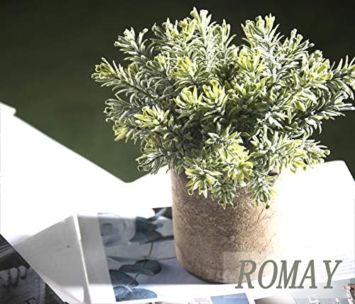 רומאי 3 חבילות מיני עציצים צמחים מלאכותיים מזויפים ירק אקליפטוס בסירים לעיצוב שולחן משרדי ביתי