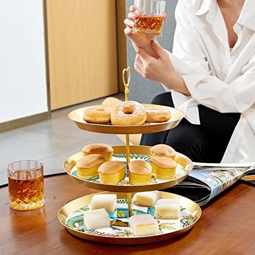 עמדת עוגות סט 3 דוכני קאפקייקס שכבה פלטת מאפה לשימוש חוזר לקישוטים למסיבות תה ליום הולדת, הוואי ג'ונגל
