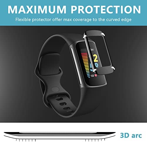 מגן מסך EZCO 4-Pack תואם ל- Fitbit Charge 5, 3D כיסוי מלא מגן מסך מגן על כיסוי אביזרי סרטים למטען 5