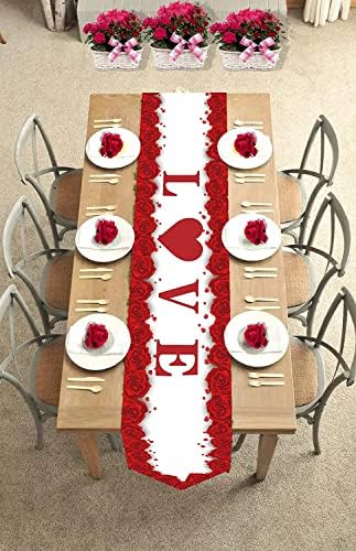 מטורף איש חג האהבה שולחן רץ, חג האהבה קישוטי אה אהבה חג האהבה מסיבת קישוטים,חג האהבה אדום לב שולחן שולחן
