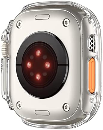 2+2 חבילה למגן המסך של Apple Watch Ultra, כיסוי פגוש מחשב עם מגן מסך זכוכית מחוסמת נפרד עבור