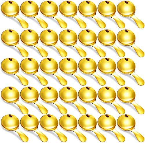 50 יחידות זהב נירוסטה קצר ידית מיני סקופים עבור מיכלי סט קצר ידית תבלינים מיני כפות מתכת זהב כפיות הגשה