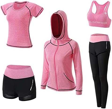 מערכות אימון של NESYD לנשים 5 חלקים יוגה תרגילי כושר כושר תלבושות חדר כושר מפעיל בגדי אתלט סט סטורס.