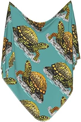 Waymay Box Turtle Teal שמיכה לתינוק מקבלת שמיכה עבור עגלת פעוטון לכיסוי חוט -יילוד