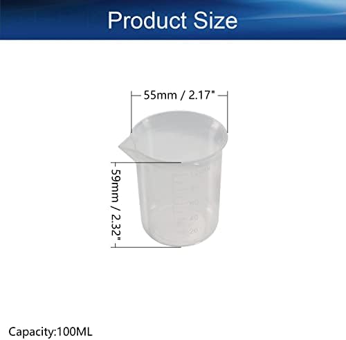 כוסות מדידה של יוטגוס 100 מל/3.38oz pp פלסטיק בוגרת כוסית שקופה לנוזלי מטבח מעבדה 2 יחידות
