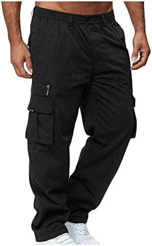 מכנסי מטען לגברים רגועים בכושר סיבתי חיצוני עבודה דקה בגדי רחוב חאקי מכנסיים רחבים עם מכנסי כיסי רוכסן