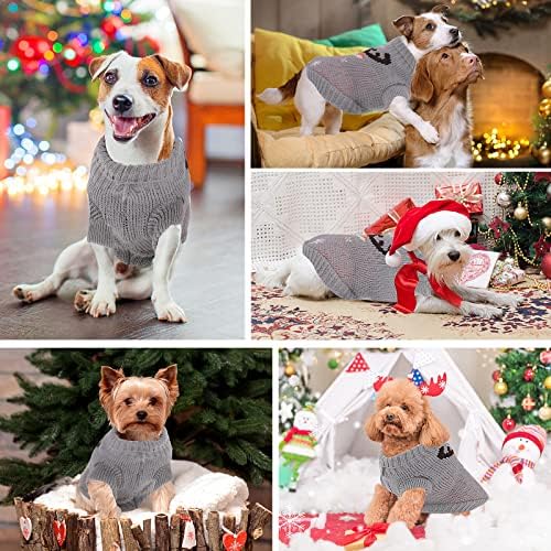 סוודרים של חיית מחמד לחג המולד של קובי לכלבים קטנים, בגדי סריגה חמים/בגדי גור בגדים עם איילים חג המולד הדפסת
