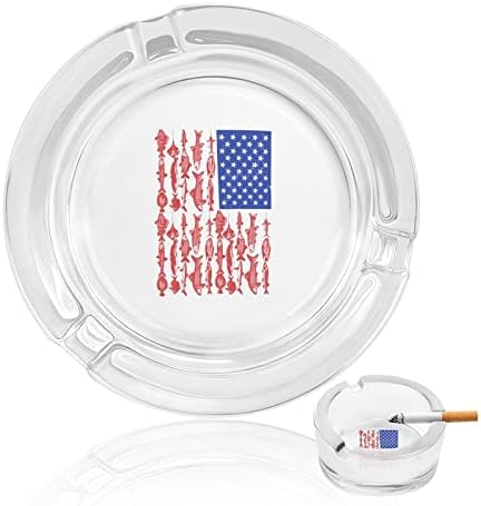 מאפרה זכוכית דגל אמריקאית לסיגריות מגשי אפר עגולים למשרד ביתי ומסעדות