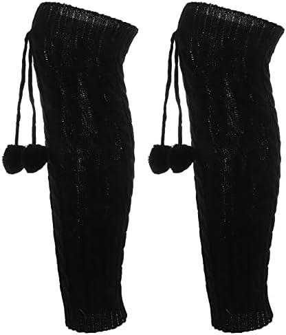 גרבי סריגה של כבל Magiclulu סרוג שחור מחממי רגליים חורפי שחור שרוול ברך גרבי רגל חורפי חום יותר