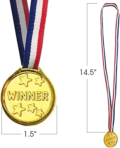 מדליית פרס זהב של Artcreativity לילדים, סט של 12 מדליות על שרשראות סרט, פרסי זוכה מתכת בסגנון אולימפי לספורט,