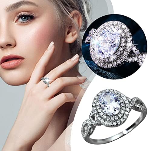 2023 כסף חדש צורה עגולה גדולה טבעת יהלום מלא טבעת עגולה ריינסטון טבעת גיאומטריה אלגנטית ריינסטון