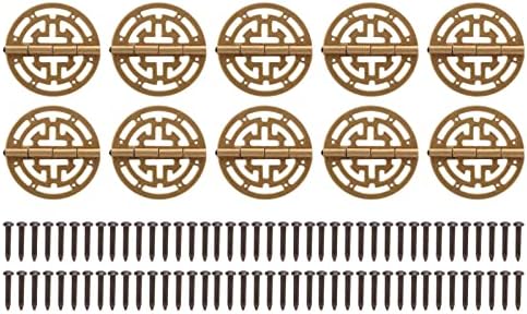 10 סטים ברונזה עגול פליז עתיק צירים דקורטיביים חלולים עמידים בפני קורוזיה תכשיטים ציר לארונות