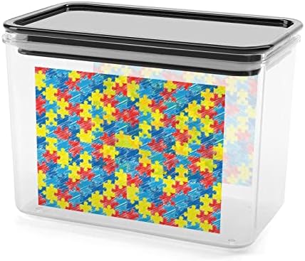 צבע אוטיזם מודעות פאזל אחסון קופסא פלסטיק מזון ארגונית מיכל מיכלי עם מכסה למטבח