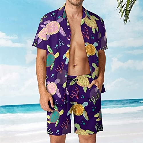 צבי ים גברים בהוואי הגברים חולצות שרוול קצר ומכנסיים תלבושות חוף קיץ רופפות אימונית מתאימה