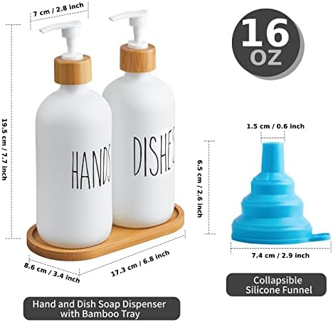 2 חבילות סבון סבון מזכוכית סט -16 גרם מתקן סבון יד וסבון כלים עם מגש לחדר אמבטיה בית חווה ועיצוב מטבח