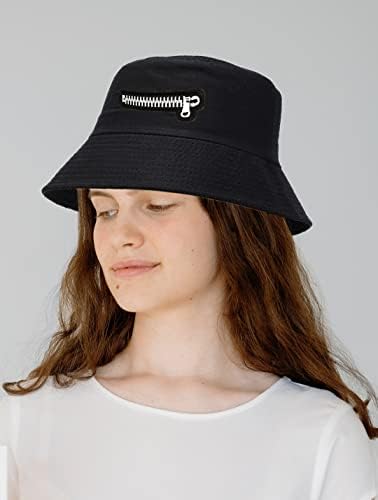נשים גברים דלי כובעי רוכסן דפוס קיץ כותנה כובע שמש צבע אחיד כובע דיג מצחיק לחוף נסיעות