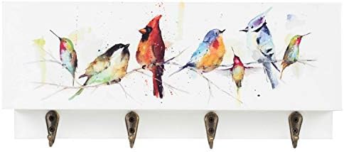 Demdaco Dean Crouser ציפורים קטנות על ענף קרדינל nuthatch bluejay צבע מים 10 x 4 מארגן אחסון דואר עץ עם