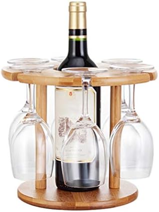 WINC 1 הגדר מתלה ייבוש כוס יין ומחזיק בקבוקים שולחן יין יין מתלים ייבוש קמפינג ל 6 כוסות ובקבוק