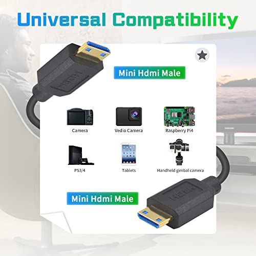 Dutttek 8k mini hdmi to mini hdmi כבל מפותל, 48 ג'יגה -סיביות מיני HDMI 2.1 כבל, קיצוני מיני