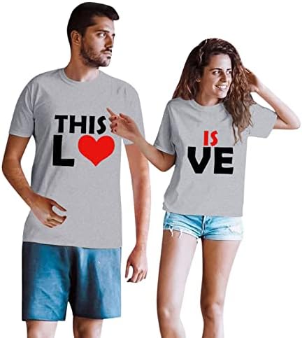 חג האהבה חולצות לנשים וגברים קצר שרוול מזדמן חולצות אהבת הדפסת צוות צוואר חולצה מתנה עבור זוג אוהבים