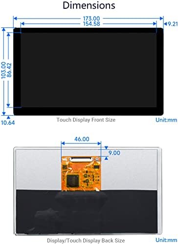 WAVESHARE 7 אינץ 'QLED מגע תצוגה קיבולית 1024x600 פיקסלים, LCD דק וקל משולב עם לוח מתאם, עבור Raspberry