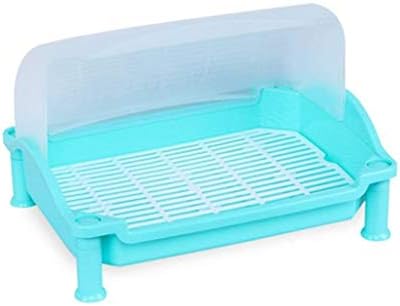 מתלה קערת פלסטיק של SDGH - ניקוז מטבח בשכבה אחת עם מכסה, תיבת אחסון כלי שולחן כחולים