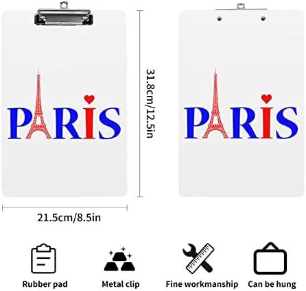 אהבת לב פריז אייפל מגדל אקריליק לוחות עם נמוך פרופיל קליפ חמוד קליפ לוחות סטנדרטי 4 מכתב גודל עבור משרד ישיבות