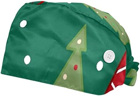 דיייה 2 חבילות מתכוונן עבודה כובע עם כפתור סרט זיעת עבור אחיות נשים קוקו כובע סוכריות ועץ חג המולד