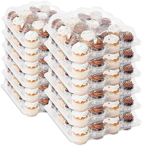 קופסאות קאפקייקס ממתקים עליונים-12-ספירת מיכלי קאפקייקס עם מכסים-מחזיק קאפקייקס, מנשא הובלה, מארגן