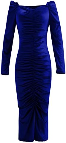 שמלות מזדמנות של נוקמופו לנשים אופנה צבעונית המותניים המותניים סינון פרע שמלת צווארון v שמלת שרוול ארוך