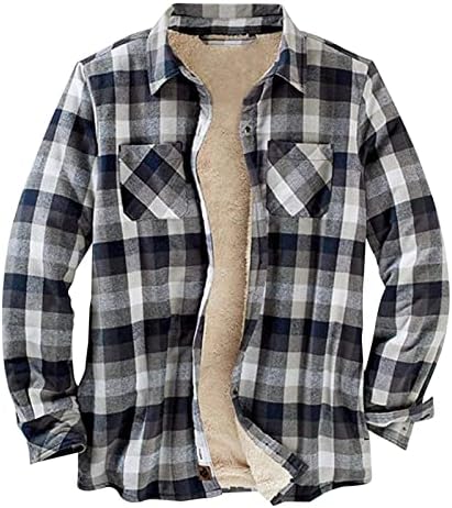 חולצות צמר פליס משובצות UBST לחולצות לגברים, צווארון רך ומפואר כפתור לבוש חיצוני למטה ז'קט חולצה מזדמן