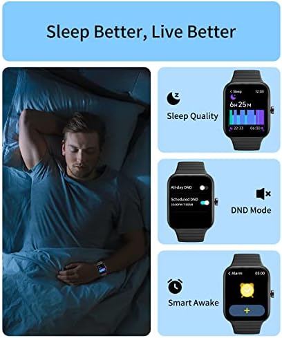 Rere ASW2-Pro Smart Watch, Alexa מובנה, 1.8 גשש כושר עם 100 מצבי ספורט, דופק, חמצן דם, צג שינה, מתאים לאנדרואיד