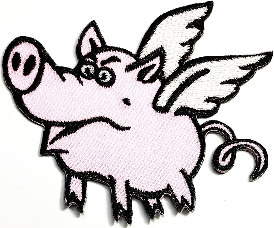 קליינפלוס 2 יחידות. חמוד חזיר מעופף קריקטורה ברזל על תיקוני פעילויות רקום לוגו להלביש ג ' ינס מעילי כובעי תרמילי