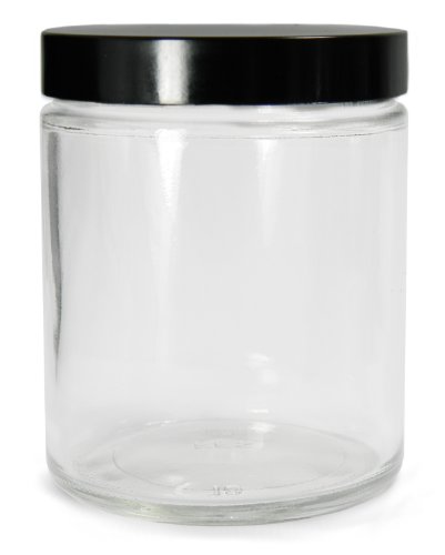 QORPAK GLC-01728 זכוכית צלולה בקבוק עגול דו צדדי ישר עם 89-400 כובע מרופד PE מוצק פנולי, 95 ממ OD